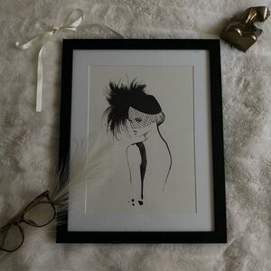 Elegant Black and White Framed Art Print